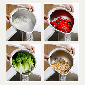 Ensemble de passoires multifonctionnelles en acier inoxydable 0.6 de 304mm pour aliments sur pied, riz, légumes et fruits. - Product Image 2