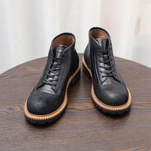 Bottes de motard pour homme à blocs de couleur, bottes de travail d'inspiration rétro, chaussures de marche d'extérieur d'inspiration britannique - Product Image 2