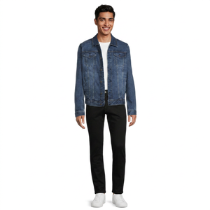 Veste en jean personnalisée directe d'usine de haute qualité pour hommes respirant doux coton remplissage Vintage Look hiver décontracté broderie avant - Product Image 1