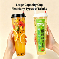 Lides 1000ml hoge, slanke PP beker, verdikte harde plastic wegwerp beker, aangepaste logo voor bubble tea & fruitdrank verpakkingen