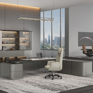 Bureau de direction en L pour PDG, mobilier de bureau design pour chef d'entreprise, bureau d'angle exécutif pour directeur - Product Image 4