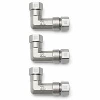 Batang Padat Baja Tahan Karat 304 3000PSI BSPP BSPT 1/2 Inci DN15 Union Elbow Double Female Thread Fitting Pipa Poles