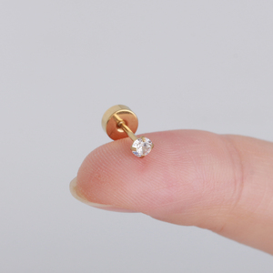 Gioielli Non appannati Helix <span class=keywords><strong>Tragus</strong></span> cartilagine vite orecchino posteriore piatto in acciaio inossidabile piccolo orecchino a bottone CZ <span class=keywords><strong>per</strong></span> gioielli Piercing all'orecchio - Product Image 4