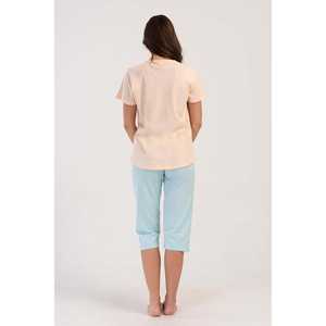 Traje de dormir capri ovalado de manga corta con cuello redondo para mujer - Product Image 1