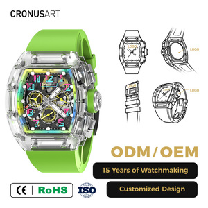 CRONUSART Limited 99pcs <strong>Automatic</strong> <strong>Chronograph</strong> Watch Men, Green Tonneau Sapphire Wristwatch 3ATM - Product Image 2