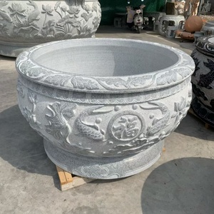 Macetero Redondo de Mármol Amarillo Nude, Soporte Grande para Macetas de Mármol, Maceteros de Mármol para Exterior, Estatuas de Mármol, Jardinera - Product Image 5