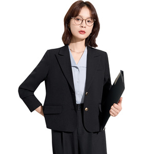 Women's Suit Set Solid Color Notched Lapel Polyester Woven Straight Fit Casual <b>Work</b> Commute College Interview Formal Wear - Product Image 4