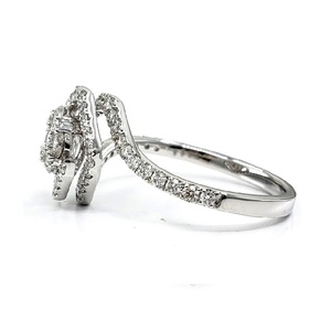 Fournisseur de Hong Kong Conception personnalisée Nouvel An Illusion 18k Or blanc massif VS SI Diamant Carré Cluster Anneaux pour Donna - Product Image 2