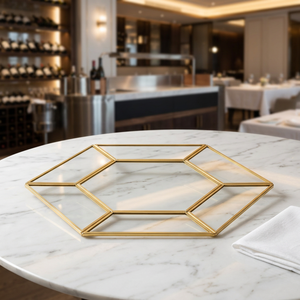 Wholesale Brass and Glass Hexagon Tray Modern Style for Serving and Decoration - Product Image 1