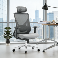 Chaise de bureau à dossier haut en maille, pivotante, grise, confortable, équipement de bureau à domicile, mobilier de bureau