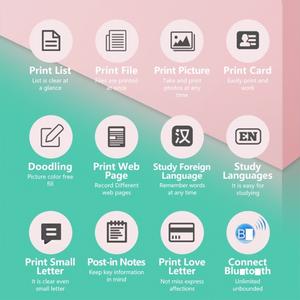 Venta al por mayor C19 200DPI estudiante tarea impresora Mini inalámbrico sin tinta bolsillo térmico foto etiqueta impresora con <span class=keywords><strong>papel</strong></span> y pegatina - Product Image 6