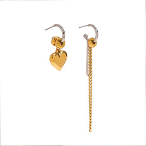 Pendientes al por mayor, asimétricos, de acero inoxidable 316L, chapados en oro de 14k y 18k, joyería fina, pendientes de cadena colgantes de moda para mujer - Product Image 5