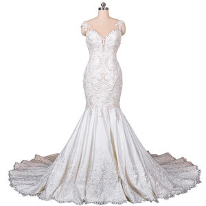 <span class=keywords><strong>Sirena</strong></span> di design di lusso per adolescenti ricamata con perline in avorio pizzo illusione retro abiti da sera abito da ballo abiti da sposa - Product Image 5