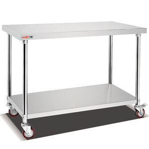 Thương mại thiết bị nhà bếp 2-lớp thép không gỉ bàn làm việc băng ghế dự bị cho nhà hàng & khách sạn tiệc prep-bảng với kệ hàng đầu - Product Image 6