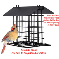 Mangeoire à oiseaux suspendue JH-Mech pour jardin extérieur, résistante aux écureuils, imperméable, en métal noir, pour extérieur
