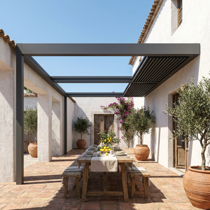 Pérgola Compacta Impermeable de 3x4m con Techo Retráctil por Control Remoto <span class=keywords><strong>para</strong></span> Balcón Pequeño y Cubierta de Patio, Gazebo de Aluminio <span class=keywords><strong>para</strong></span> Exteriores - Product Image 1