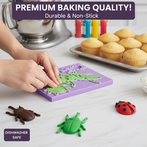 Molde de silicona para fondant de escarabajo, molde de insecto para dulces, chocolate, arcilla, polímero, decoración de pasteles, adornos para cupcakes, ecológico y reutilizable - Product Image 1