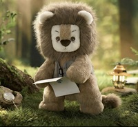 Peluche Lion Explorateur Personnalisée Adorable avec Crinière Douce et Gilet Tactique