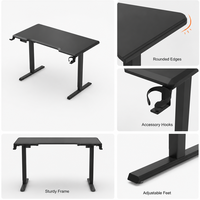 Bureau d'ordinateur réglable en hauteur électrique AOR, design ergonomique, bureau simple ou double, bureau debout, bureau noir