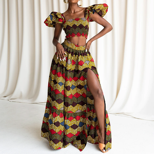 Ensemble de robe mi-longue évasée <span class=keywords><strong>en</strong></span> coton 100% imprimé sur mesure - Vêtements de style africain - <span class=keywords><strong>Tenue</strong></span> élégante <span class=keywords><strong>pour</strong></span> femmes - Product Image 4