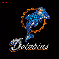 Motif dauphins, strass, motifs Miami Dolphins, modèles de strass, garnitures, appliques pour tissu