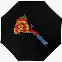Parapluie pliant entièrement automatique à thème ethnique éthiopien, motif drapeau culturel, accessoire polyvalent pour le quotidien
