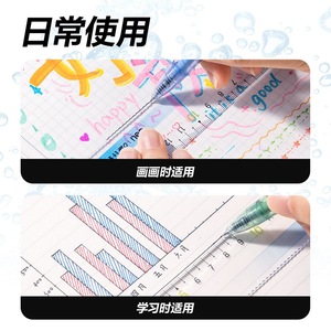 Règle Deli de 15 cm pour élèves du primaire, en matériau PS transparent avec ligne ondulée, papeterie pour enfants - Product Image 5