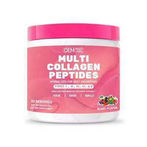 Suplemen Perawatan Kulit Kecantikan Wanita Bubuk Kolagen Laut Terhidrolisis Multi Kolagen Label Pribadi Suplemen Kesehatan - Product Image 1