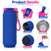 Bouteille isotherme portable en acier inoxydable 304 à double paroi de 16 oz avec logo personnalisé, pour canettes de cola, café et eau, avec corde pour l'extérieur