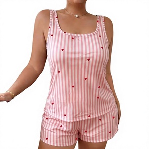 Women Jersey 2-Piece Lounge Set Sleeveless V-neck Cami Shorts Floral Print Summer Wear Breathable Cozy Elegant Luxury Robe - Product Image 5