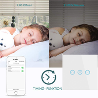Interrupteur intelligent WiFi 3 voies IP20 pour rideaux, télécommande, panneau tactile en verre trempé, interrupteurs pour volets roulants