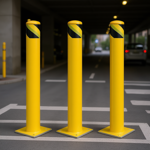 Poste de Acero con Recubrimiento en Polvo Amarillo de 48 Pulgadas, Barrera de Estacionamiento, Barrera de Tráfico para Garajes y Áreas de Seguridad - Product Image 2