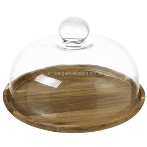 OFERTA ESPECIAL: Campana de <span class=keywords><strong>Cristal</strong></span> Transparente con Bandeja de Madera de Acacia, Campana de <span class=keywords><strong>Cristal</strong></span> para Queso de 9 Pulgadas, Soporte para Pasteles - Product Image 2