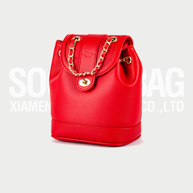 2023 Custom Fashion Mini Small Chain Shoulder Bag Women Vegan Leather Backpack Bucket Bag  Small Shoulder Bag Leather