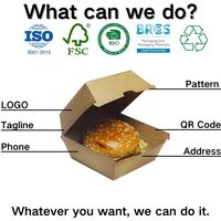 Boîtes à mini-burgers écologiques personnalisées YBLPAK avec logo, contenants alimentaires à clapet, boîtes à emporter en papier avec couvercle articulé pour snacks et apéritifs