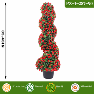 RUOPEI Albero di Rose Artificiali a Spirale in Vaso, Topiaria Resistente ai Raggi UV, Ignifuga, Ecologica, Inodore, Pianta Finta per Casa e Giardino - Product Image 3