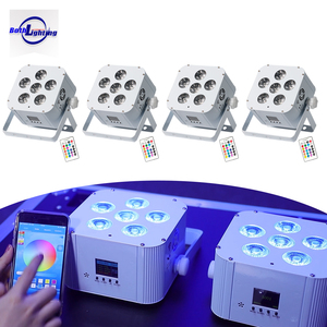 Bothlighting 4pcs 6*18W RGBWA 6in1 LED plat sans fil alimenté par batterie pour spectacles sur scène, mariages, discothèques - Product Image 1