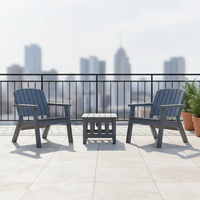 Ensemble de mobilier de jardin en plastique PP pour extérieur, 3 pièces, comprenant un fauteuil une place et une table basse, en plastique injecté