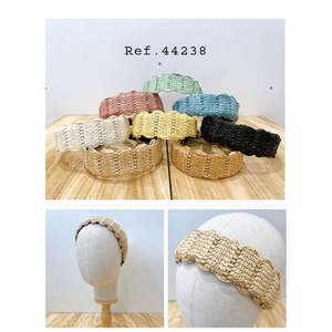 Bandeau large en tricot élastique pour femme, mode décontractée, en coton et dentelle - Product Image 1