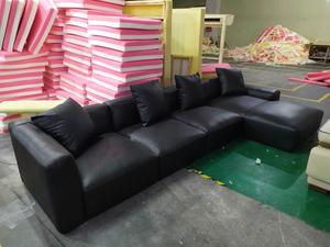 Tapicería moderna en forma de L para sala de estar, mueble Seccional de cuero, sofá de espuma de alta densidad, tela, pluma y Base de Metal - Product Image 3