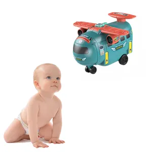 Electric Plastic Aviation Inertial Puzzle Baby Pretend Steering Wheel Car Drive Multifunction Deformation 3 In 1 Plane Money Box