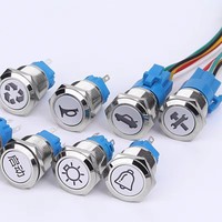Wintai-Tech MPS-22B04A Interrupteur à bouton-poussoir à tête dôme en acier inoxydable et laiton, étanche IP67, 22 mm, éclairage LED personnalisable