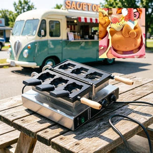 Máquina para Hacer Waffles con 3 Ranuras, Diseño Hello Kitty, para Waffles de Dibujos Animados, Conos de Helado - Equipo para Carritos Móviles de Postres para Pequeños Negocios y Cafés - Product Image 1
