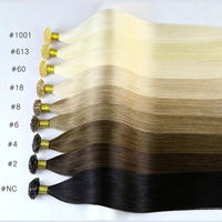 Extensiones de cabello de punta plana de queratina preadherida con doble dibujo K, extensiones de cabello humano europeo Remy ruso 100%