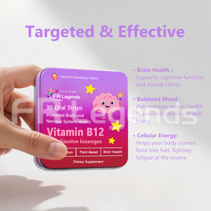 Chất lượng cao Vitamin <span class=keywords><strong>B12</strong></span> uống dissolvable Dải thúc đẩy não tập trung thần kinh hệ thống sức khỏe Vitamin <span class=keywords><strong>B12</strong></span> bổ sung cho người lớn - Product Image 5