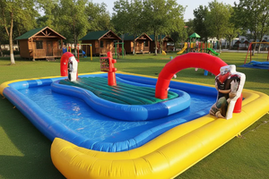 Piscine aquatique ondulée gonflable, rivière paresseuse, canal d'amusement pour fête au bord de la piscine dans la cour - Product Image 3