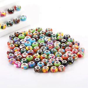 Colorful Glass Modern <b>Large</b> Hole <b>Beads</b> Custom Brand Floral European <b>Beads</b> for DIY Bracelet Jewelry Making Gifts - Product Image 1