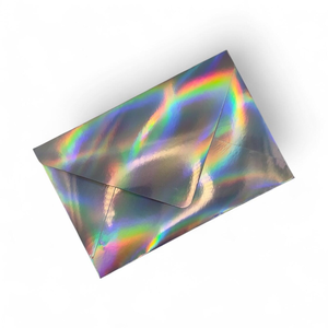 Enveloppes <span class=keywords><strong>Euro</strong></span> à rabat holographiques arc-en-ciel de taille personnalisée avec logo imprimé - Product Image 2