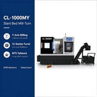 Mesin Bubut dan Frais CNC LEYO CL1000MY dengan Turret Daya Sumbu Y, Kecepatan Tinggi, Pengolahan Logam Otomatis, Pemasok dari Cina