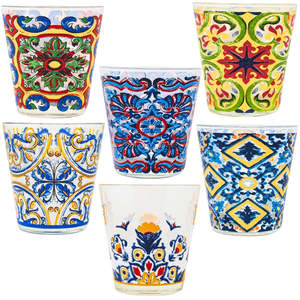 Set di 6 bicchieri d'acqua colorati 270 ml esplosione di colore sul tavolo bicchieri di vetro Premium - Product Image 1